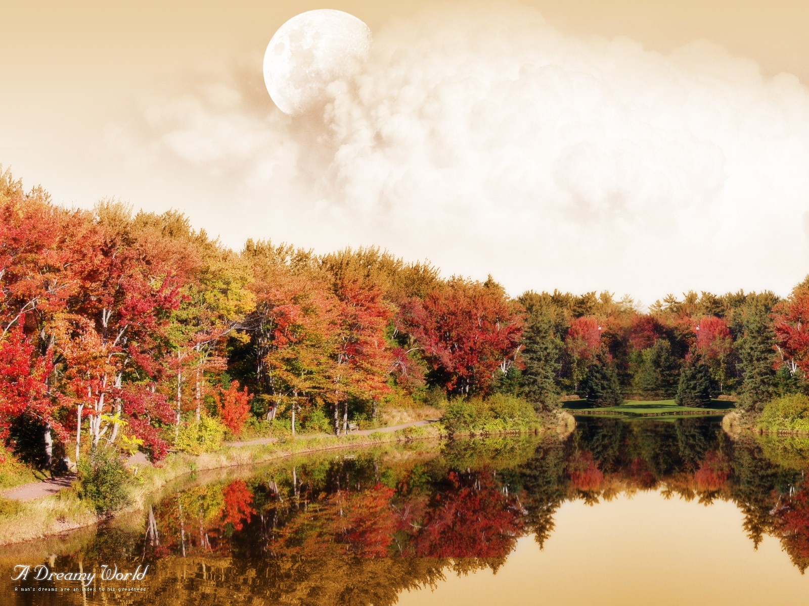 otoño lago luna