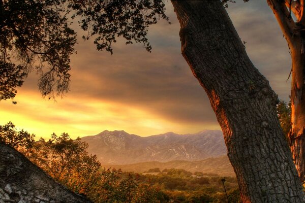 Mountain landscape at sunset