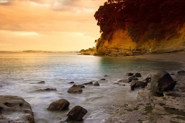 Wonderful sunset beach in New Zealand