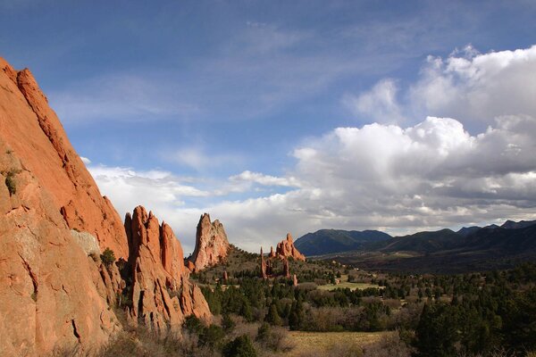 Valley of mountains with rocks