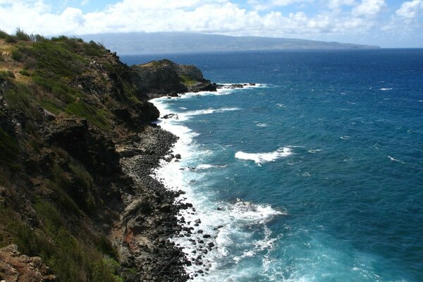 Beautiful cliffs on the coast in summer