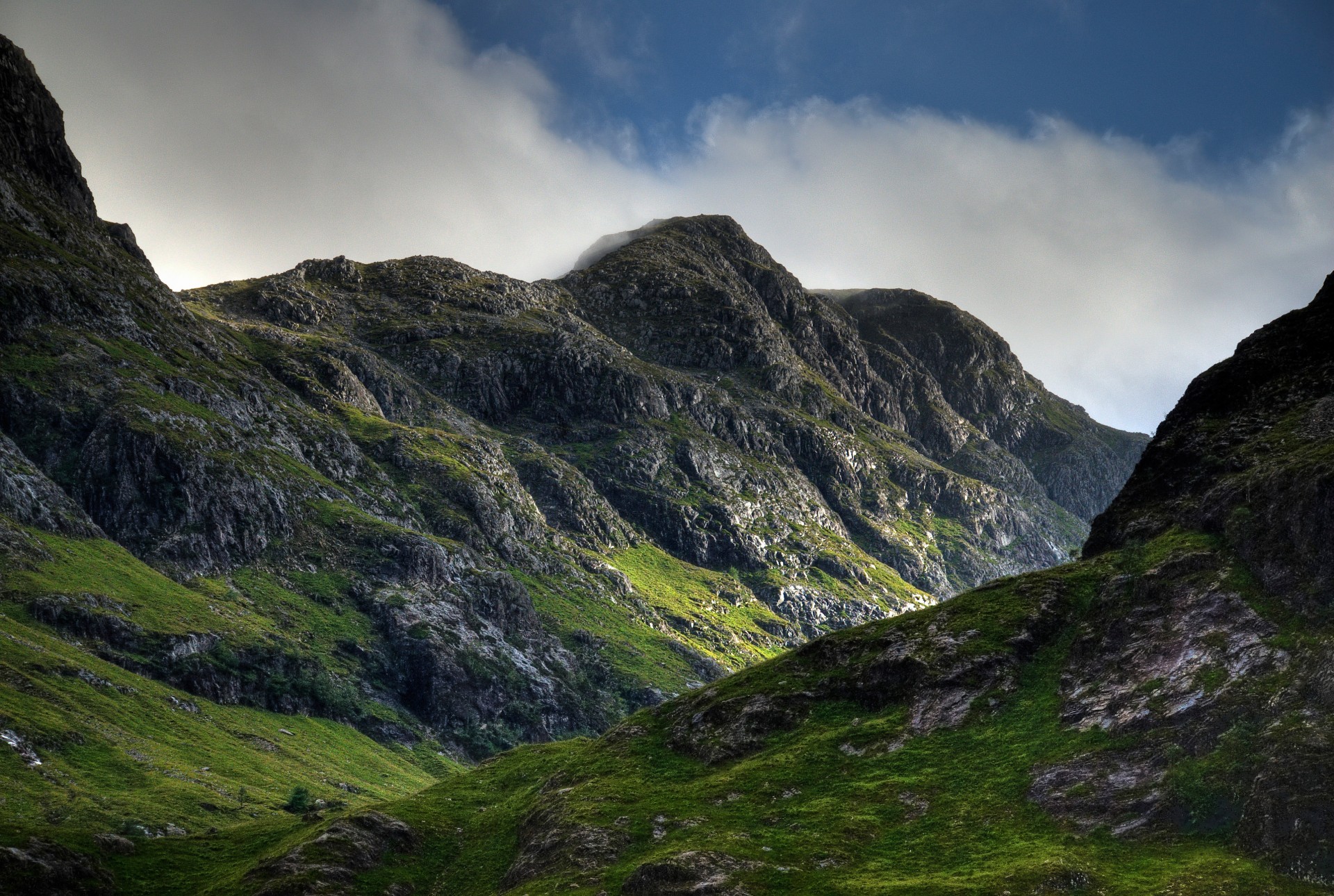 schottland berge steine himmel wolken gipfel