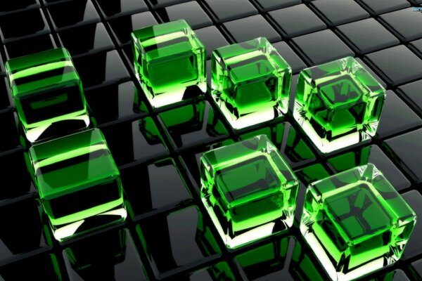 Glass cubes on the surface