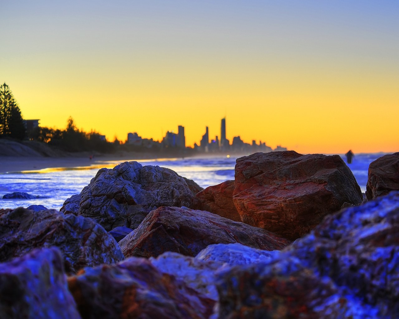 australie sydney eau pierres coucher de soleil aube