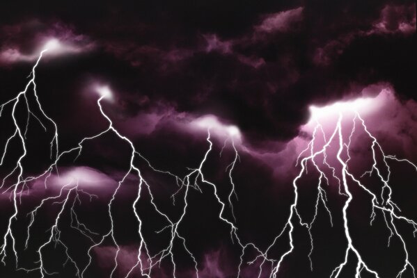 The sky is in lightning discharges