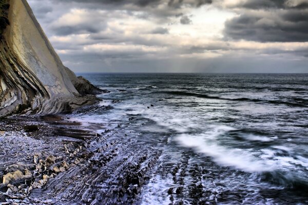 Seashore in cloudy weather