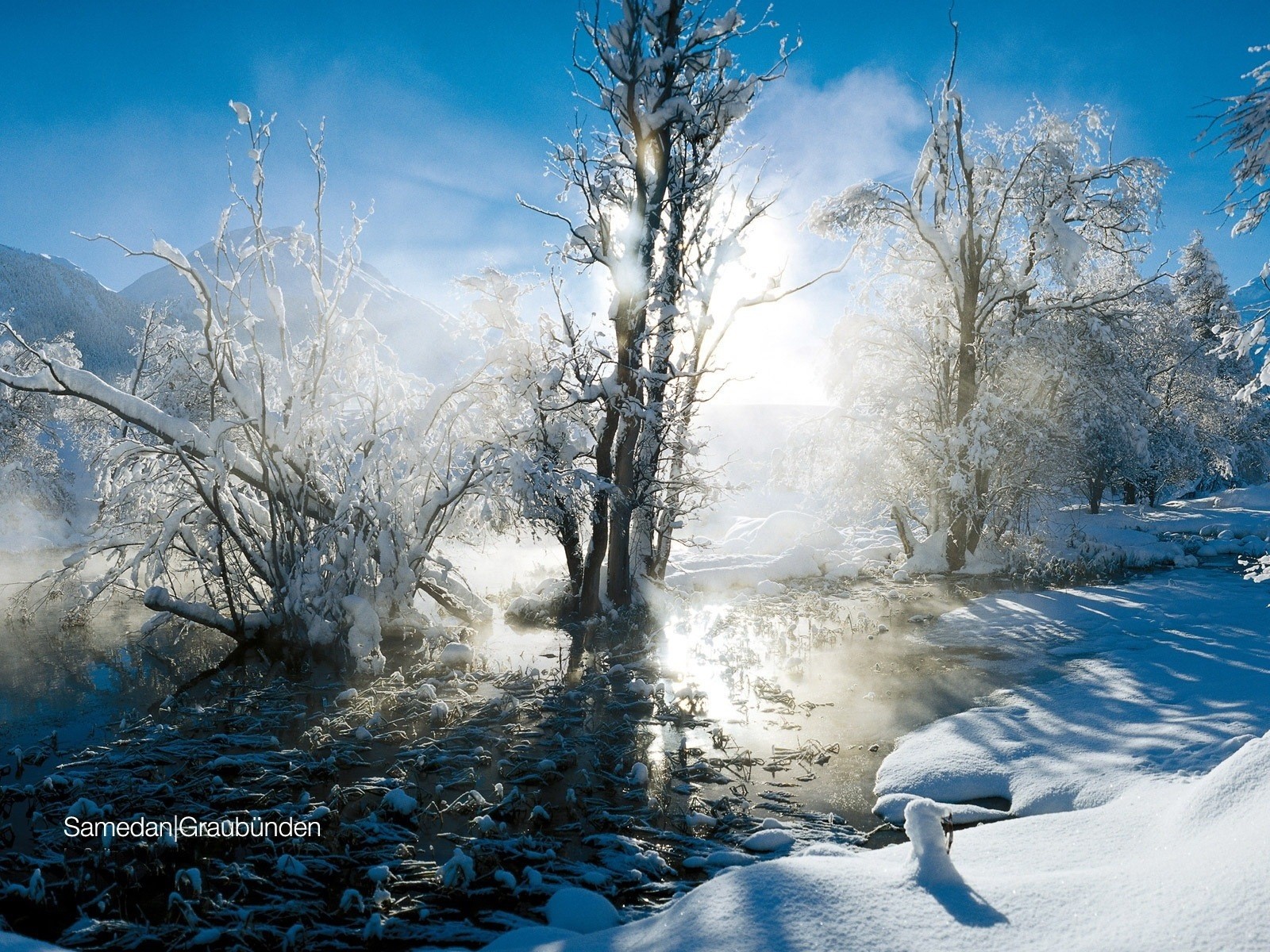 landschaft winter schnee sonne