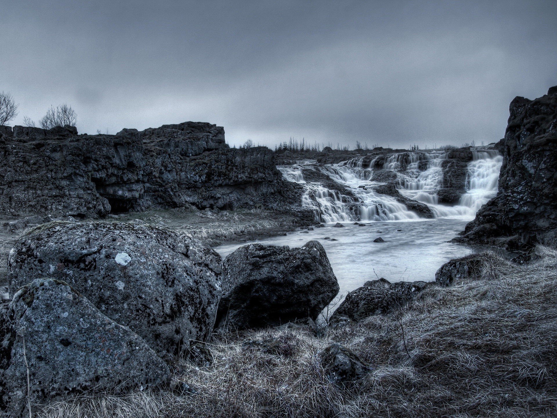 cascade paysage eau roches