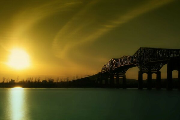 Sunset. Calm. Old Bridge