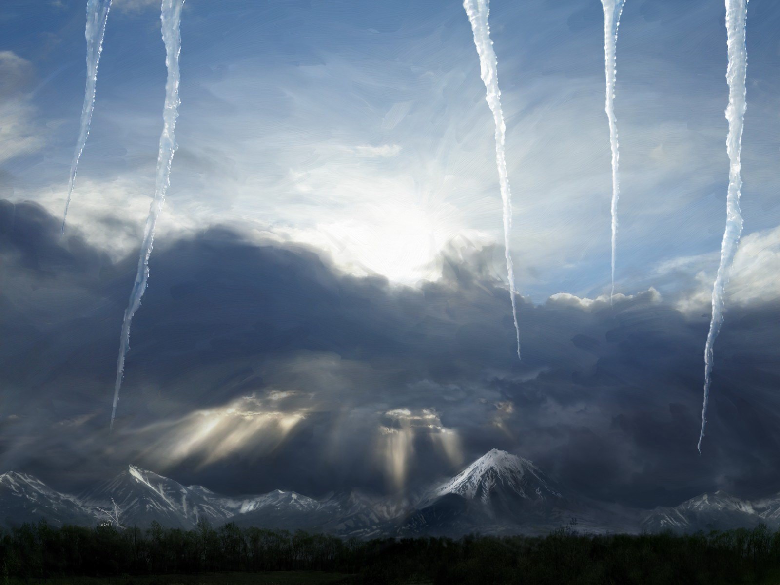 eiszapfen himmel winter berge