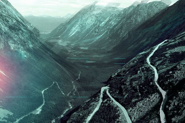 Photos de routes de montagne avec des travaux