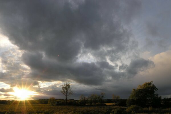 Sole al tramonto nella steppa