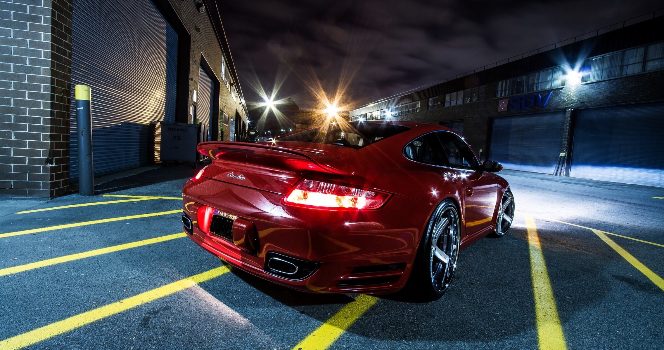 porsche 997tt auto auto rosso rosso notte paraurti asfalto