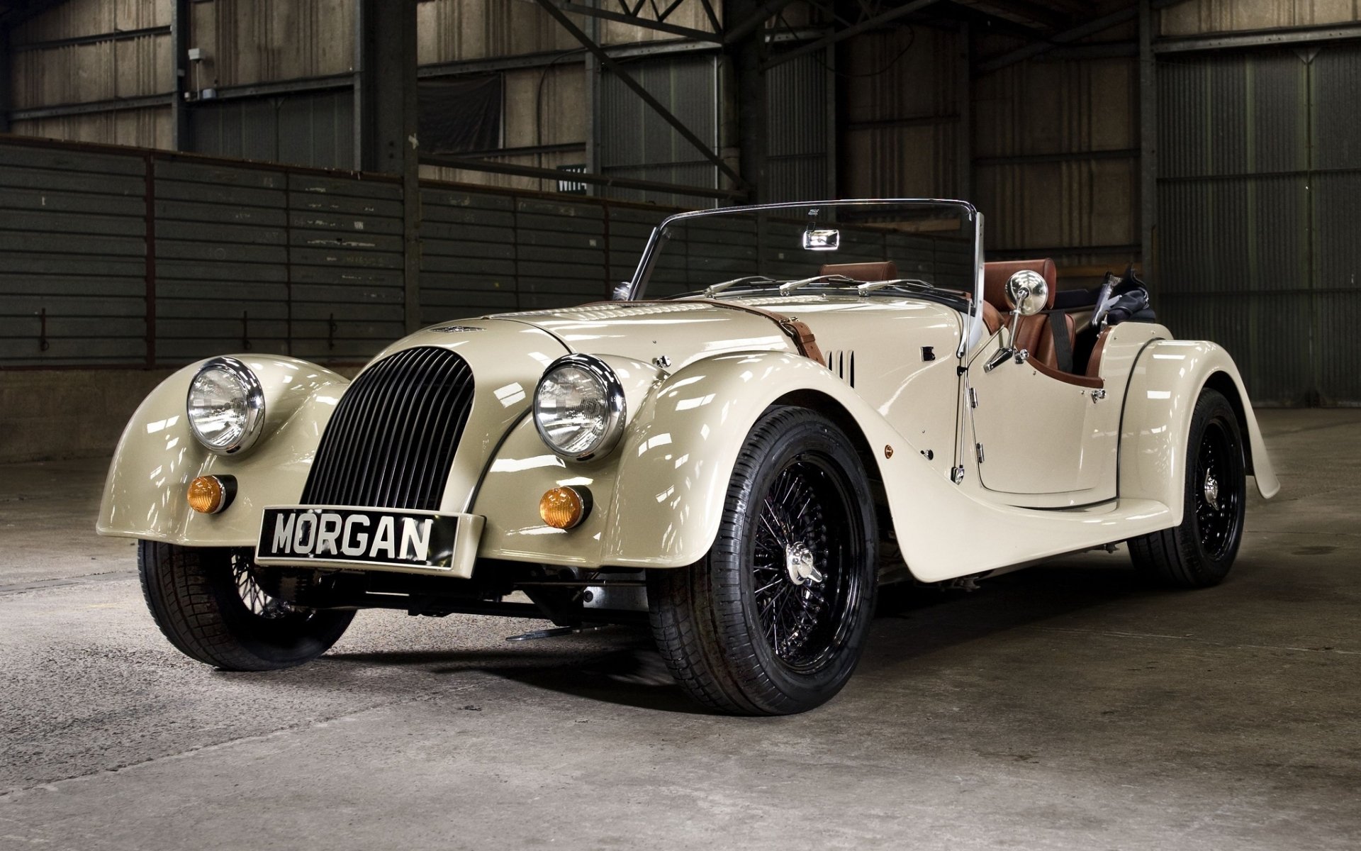 morgan roadster 2004 white front supercar hangar background