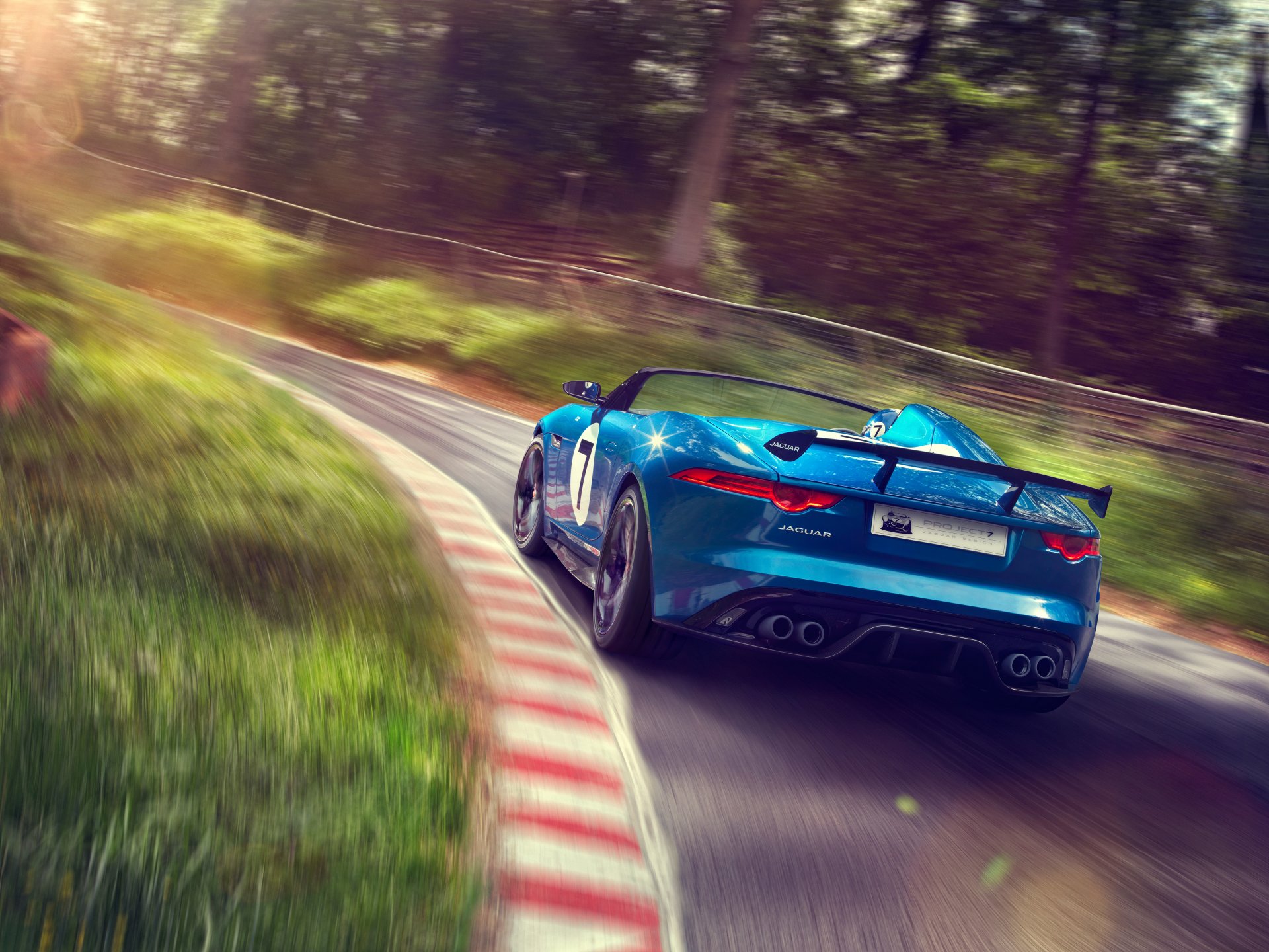 jaguar project 7 concept supercar auto road speed blue car