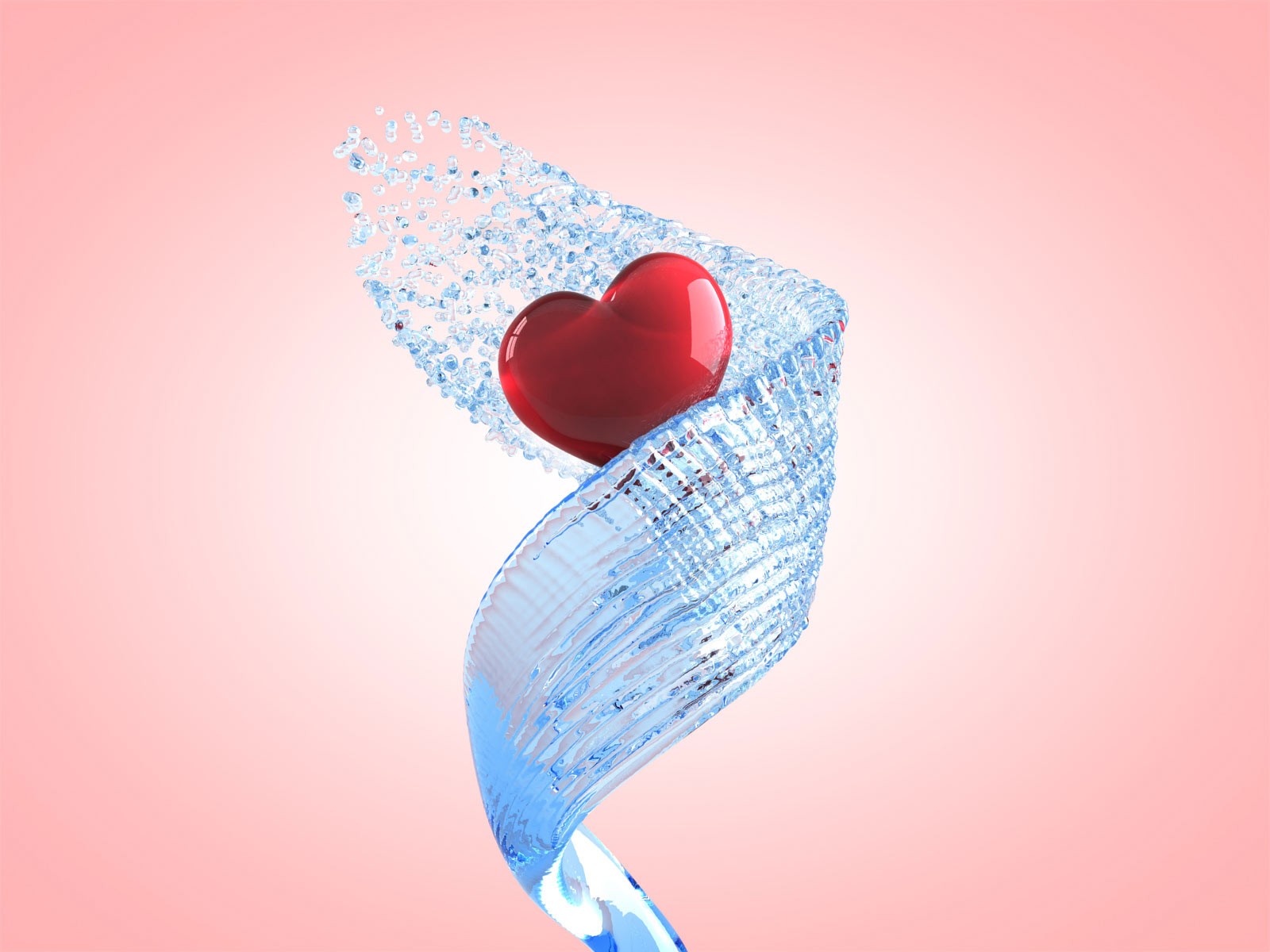 heart water pink spiral spray jet transparent