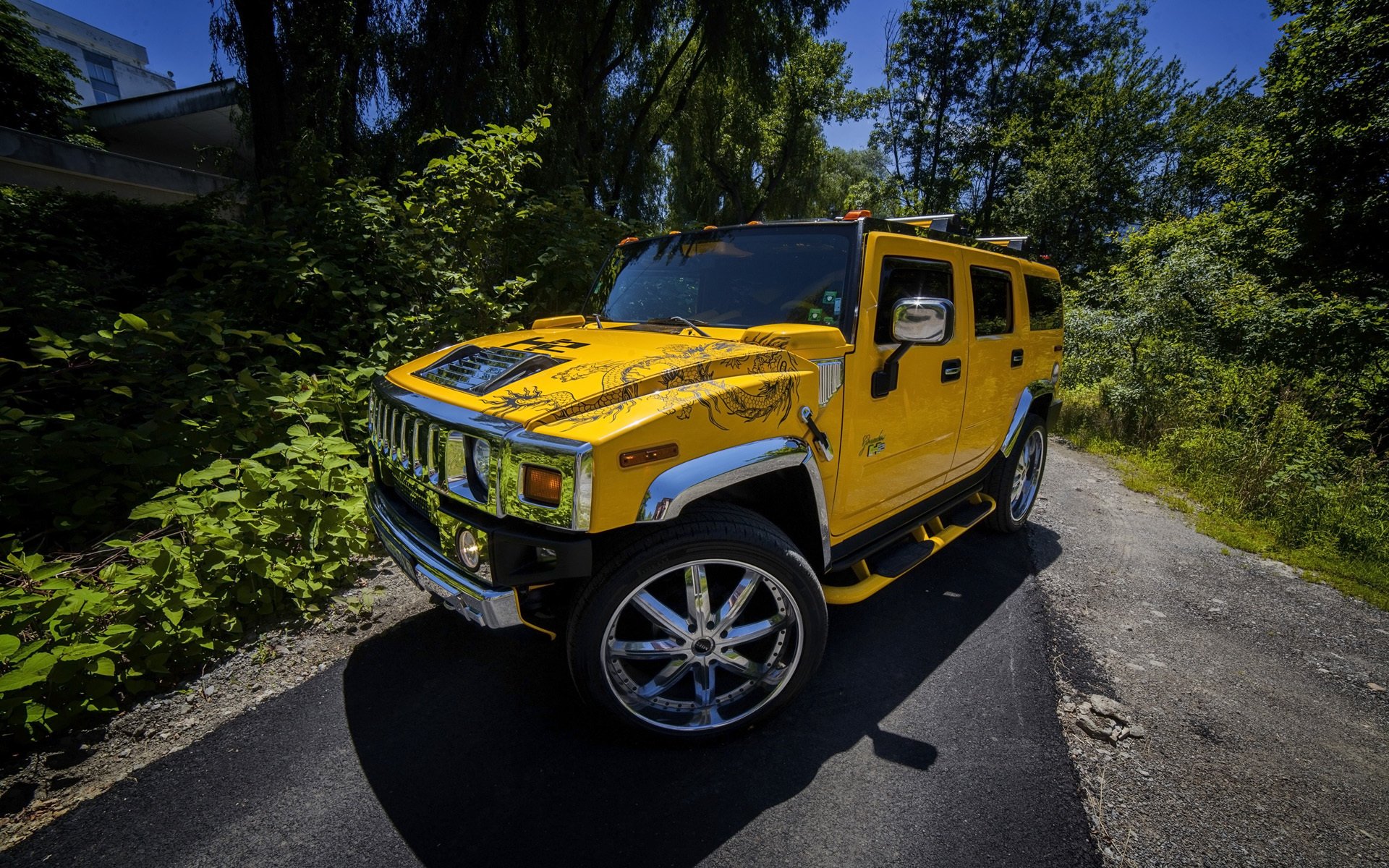 wilner hummer h2 hummer amarillo llantas frente fondo