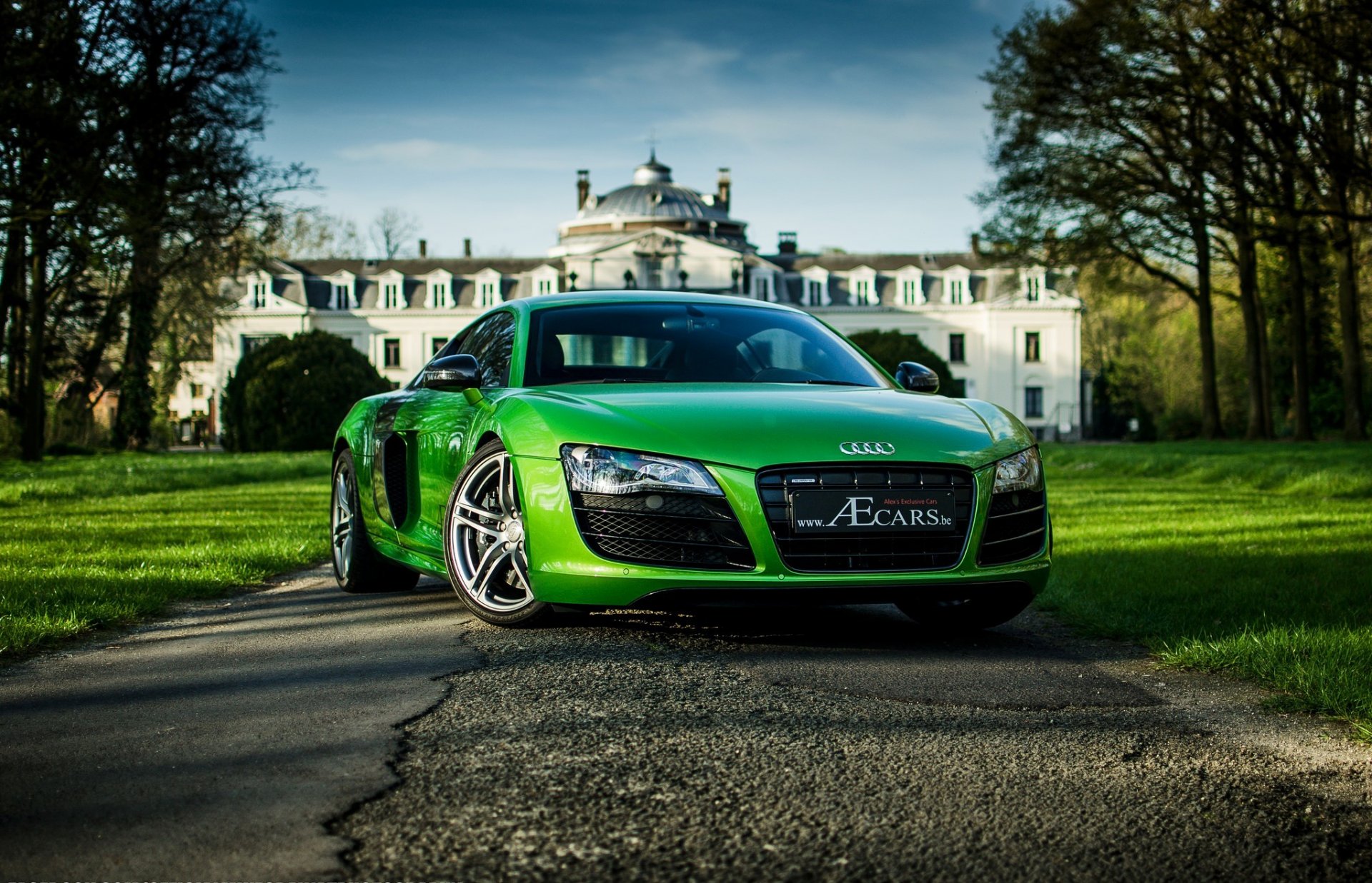 audi r8 verde audi casa cielo alberi