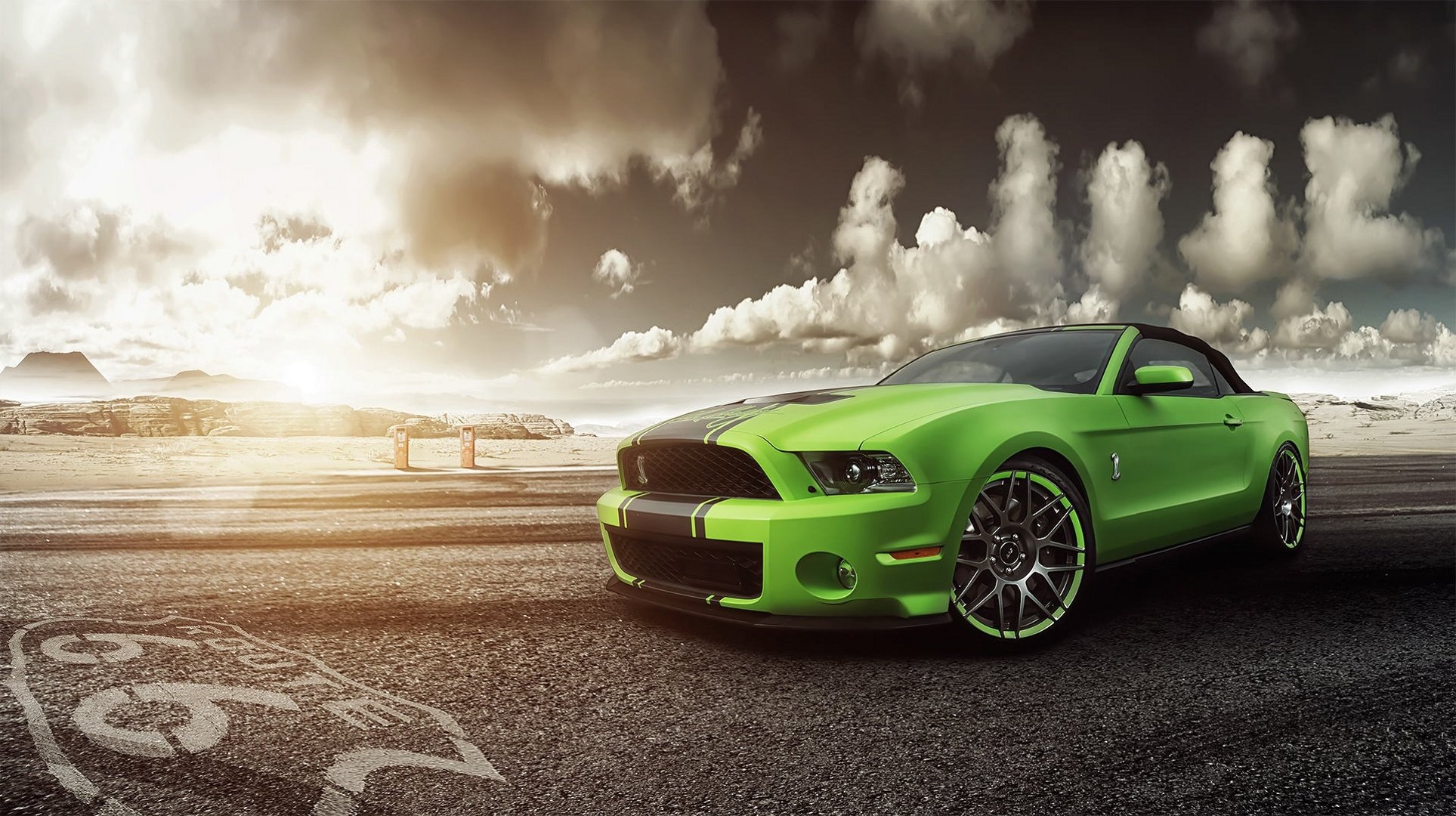 ford mustang shelby gt500 verde frente coche del músculo frente coche del músculo