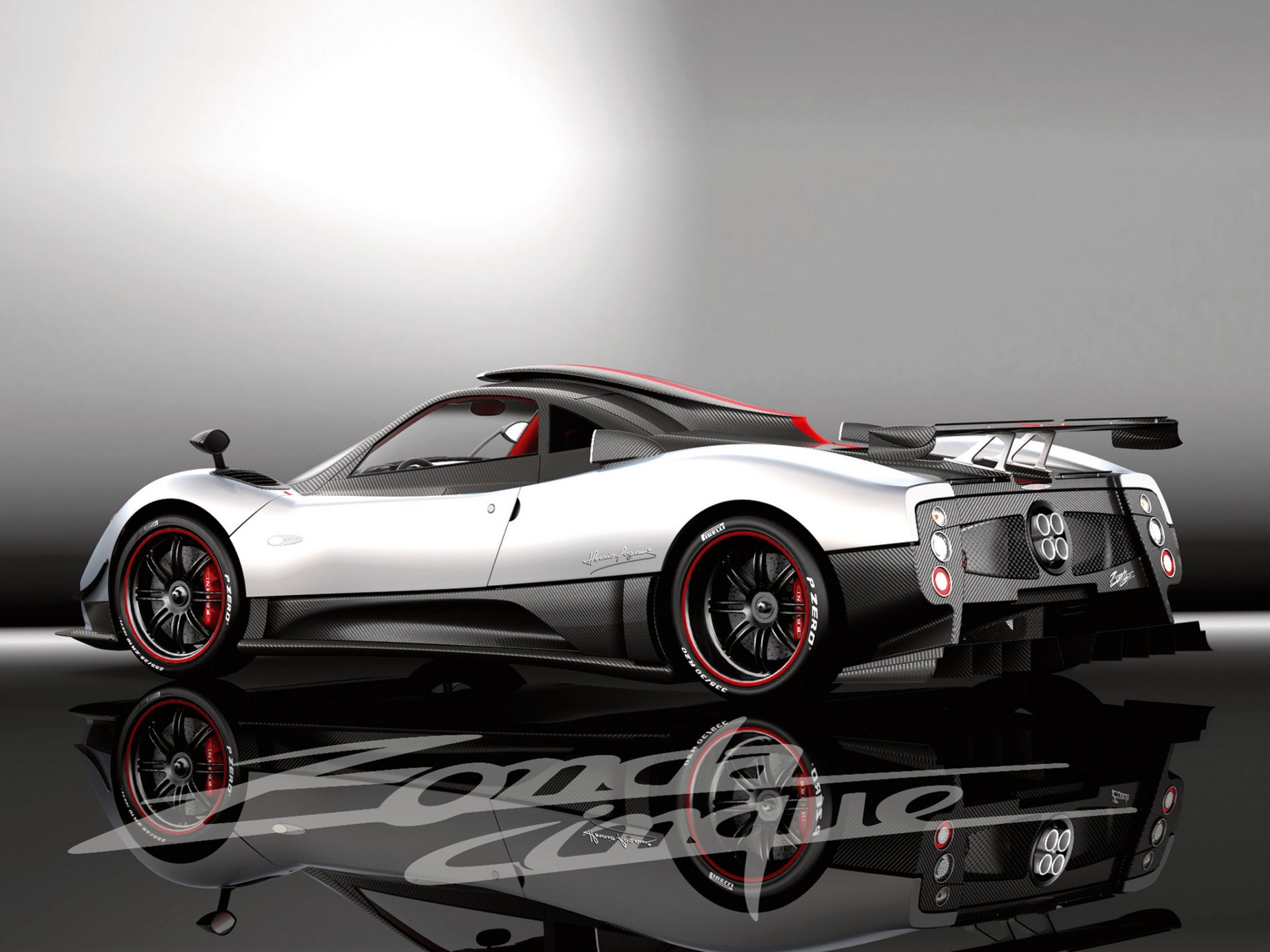 auto macchina pagani sonda sinc bianco riflessione pagani zonda cinque