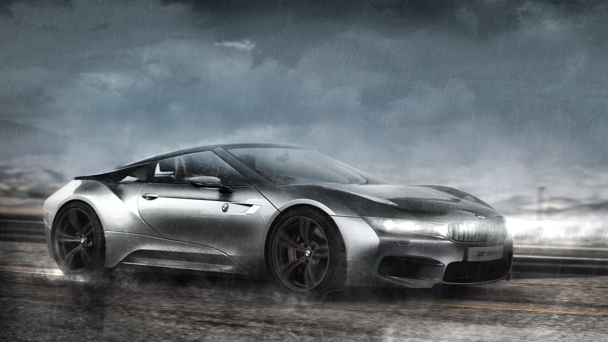 bmw i8 bmw render rain in motion avtooboi