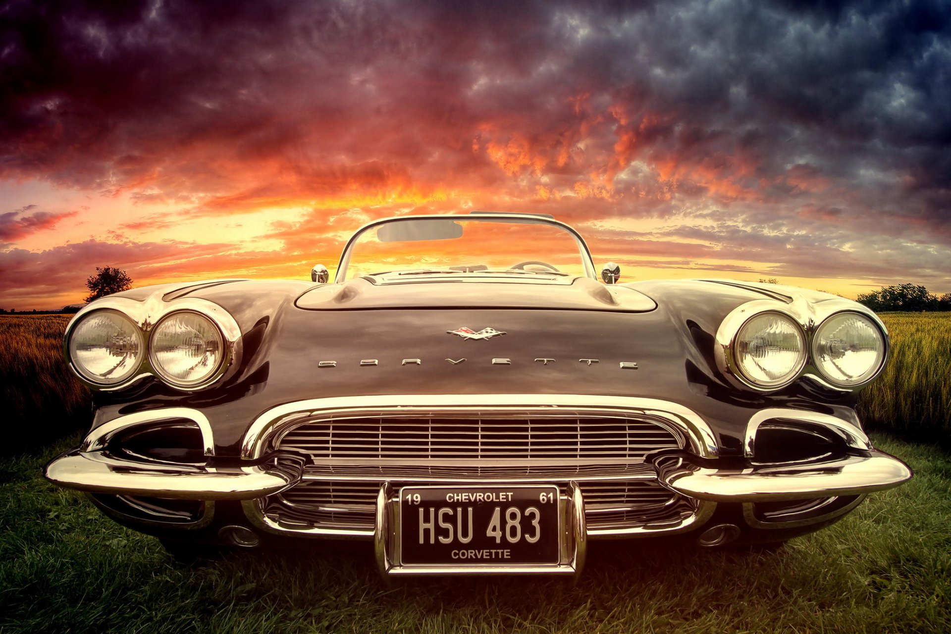 auto chevrolet chrom klassisch korvette sonnenuntergang auto rarität