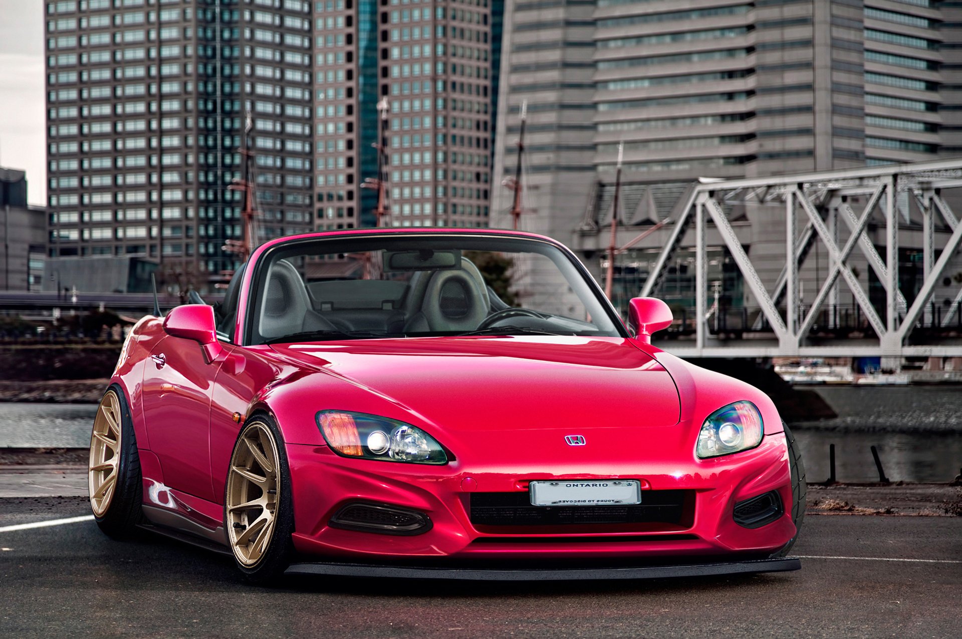 honda s2000 rojo delantero roadster puente ciudad