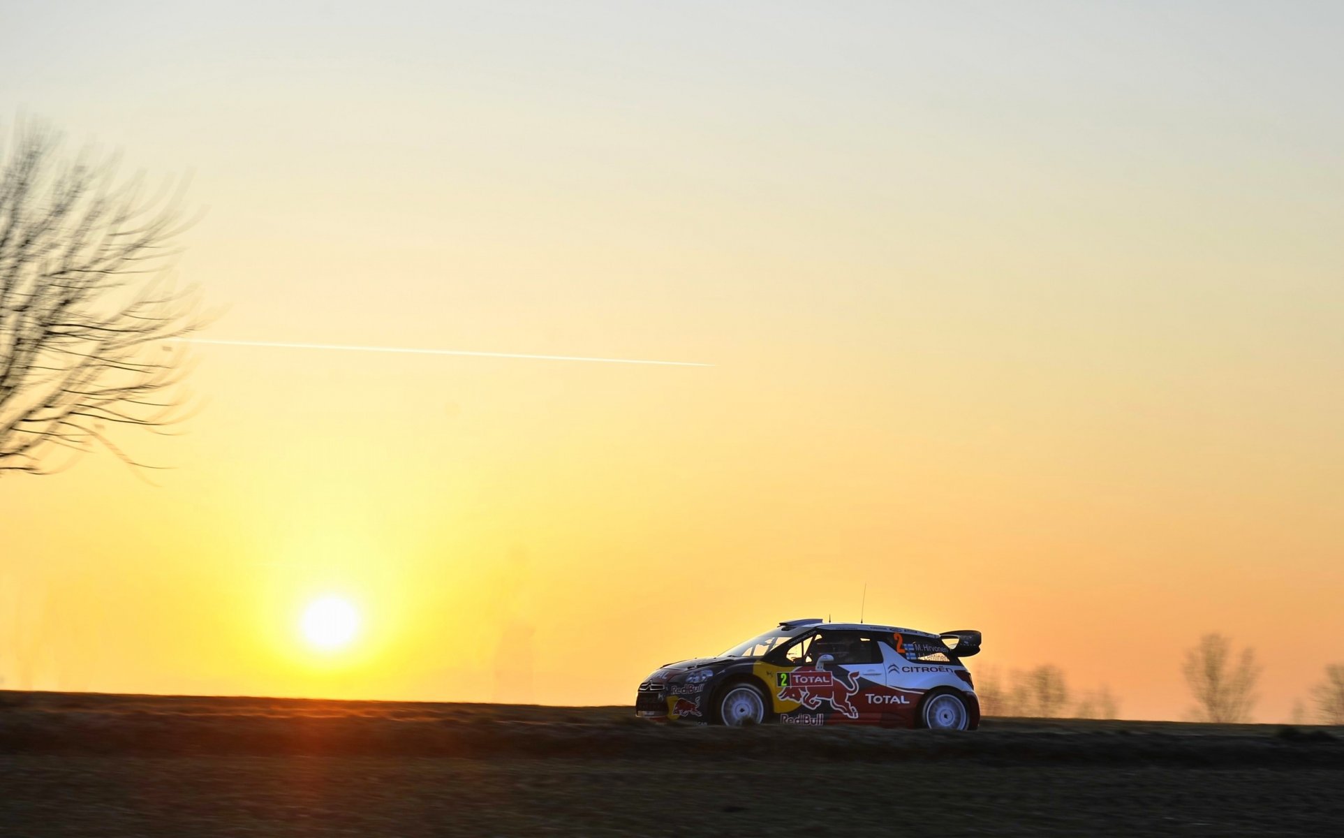 citroen ds3 rallye wkr schmutz mikko hirvonen citroen sonnenuntergang sonne himmel