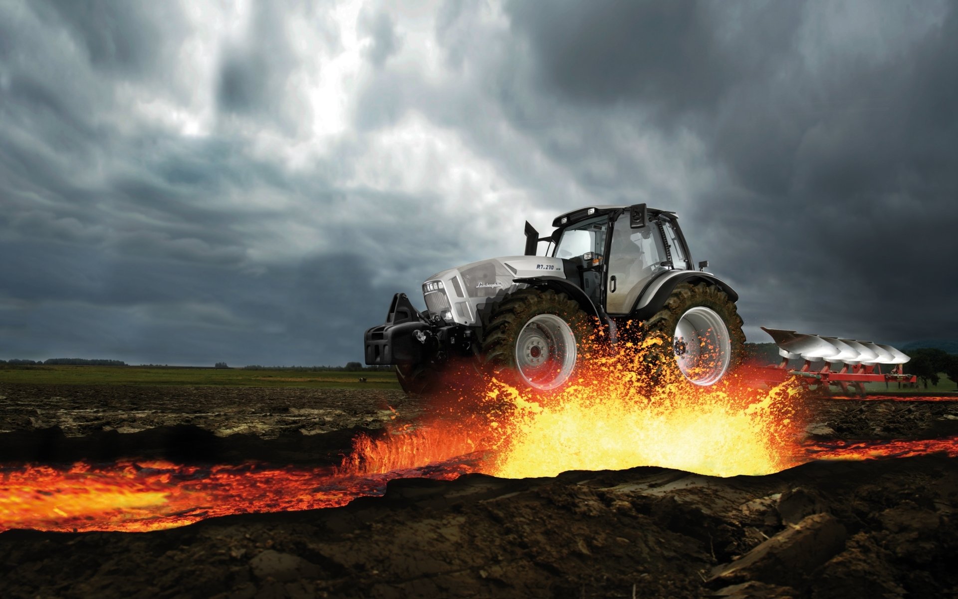 lamborghini lamborghini traktor pflug lava himmel