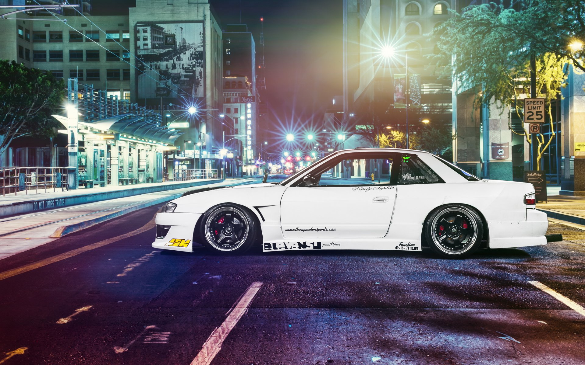 nissan silvia s13 coche nissan tuning calle noche auto