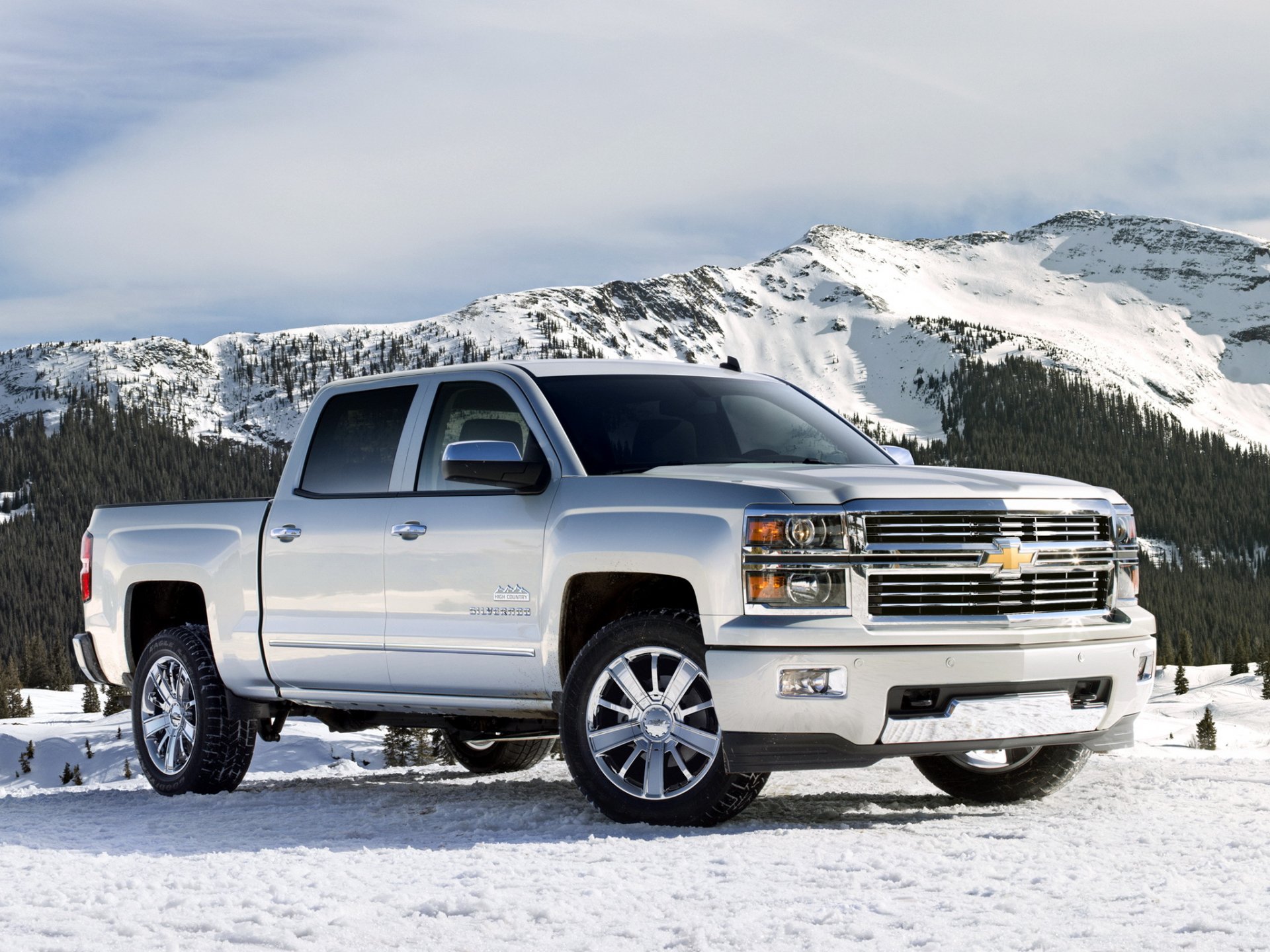 chevrolet silverado high country crew cab auto jeep pick-up neve montagna