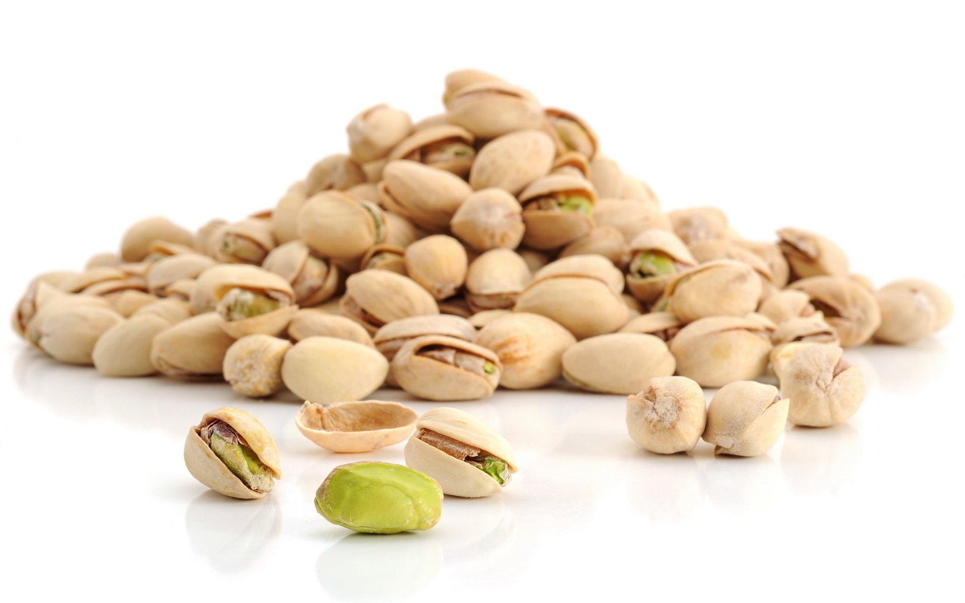 nuts white background delicious pistachios a lot