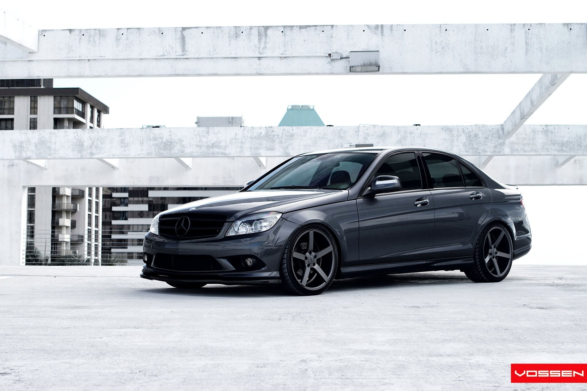 auto hintergrundbilder mercedes benz c-klasse schwarz tuning vossen tapete mercedes benz