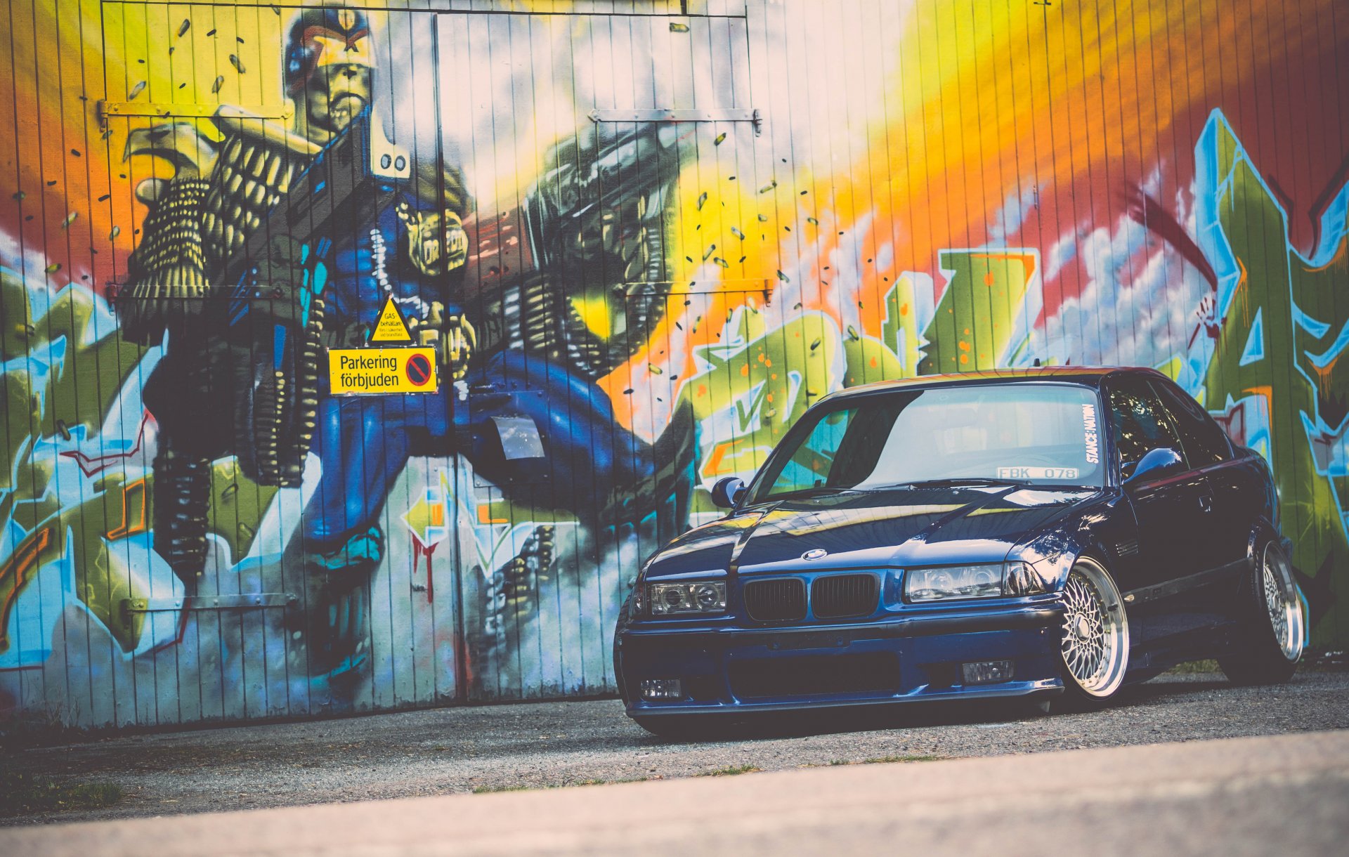 bmw e36 m3 bmw tuning position blue graffiti