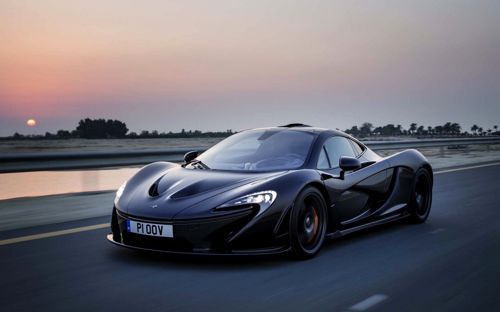 mclaren p1 supercar czarny prędkość samochód mclaren droga wieczór