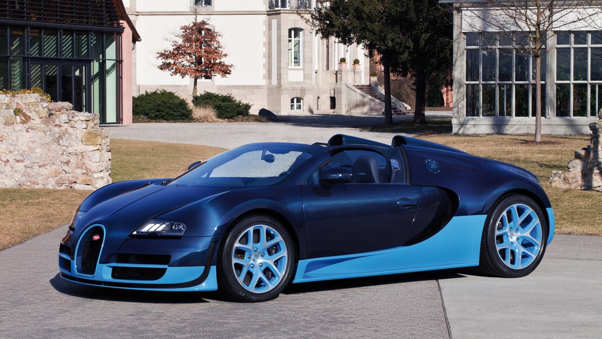 bugatti veyron 16.4 grand sport vitesse convertible blue