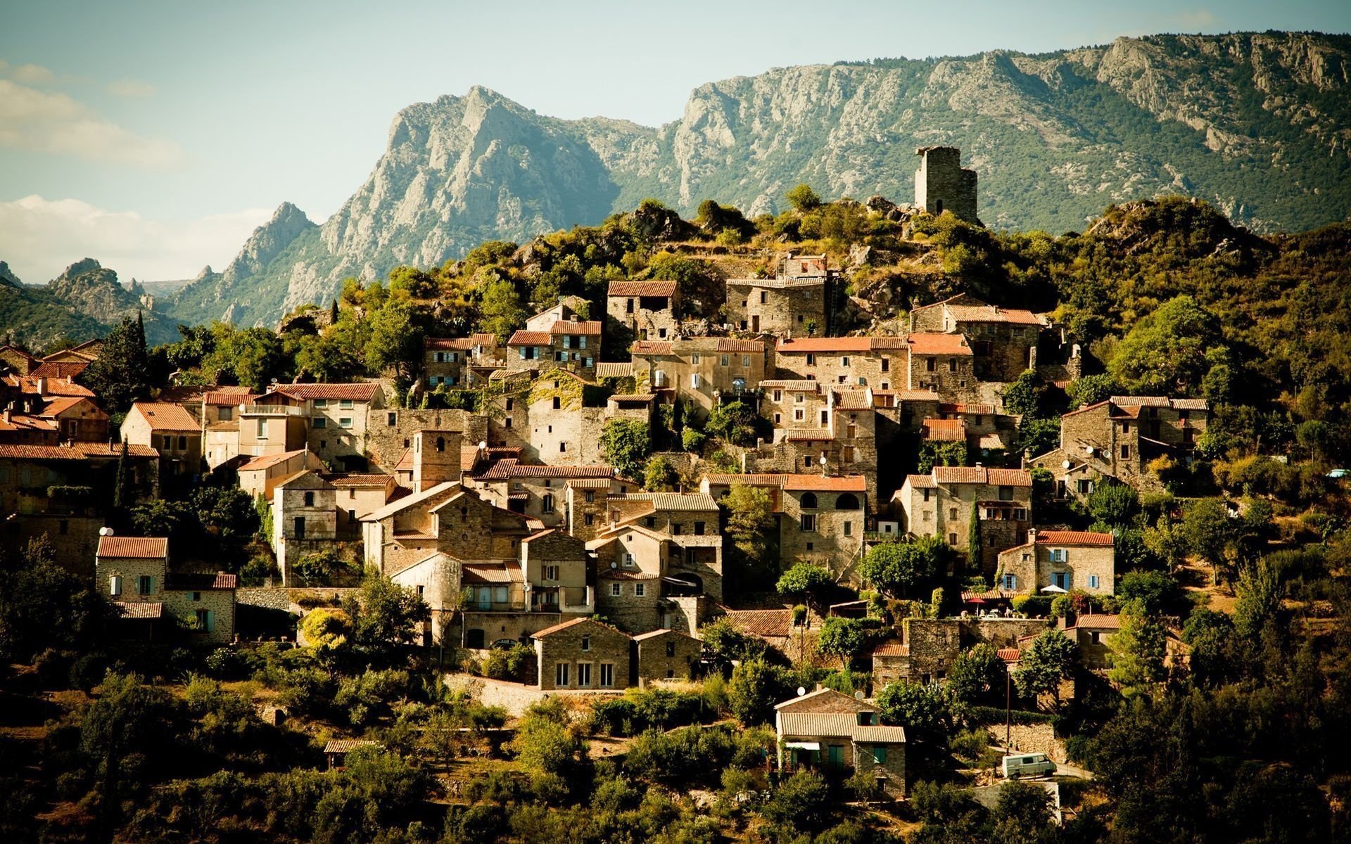 francia paisaje ciudad montañas edificios france casas