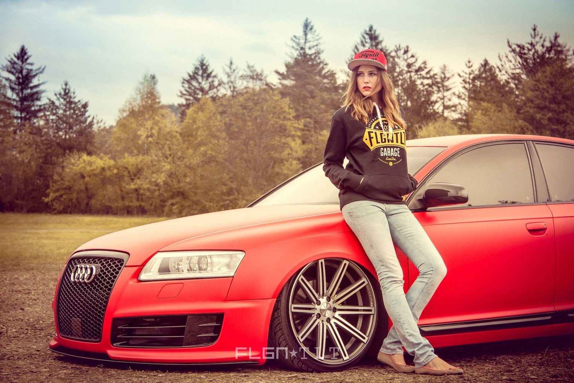 audi a6 fille tuning auto audi rouge phares