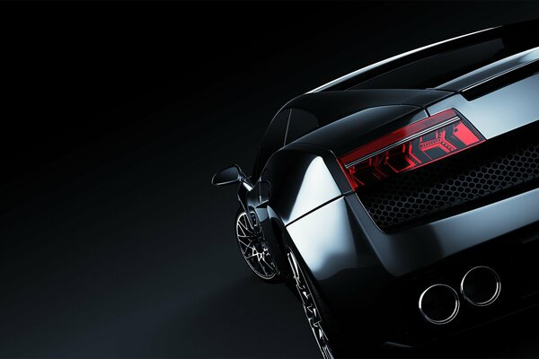 Black lamborghini gallardo on a black background