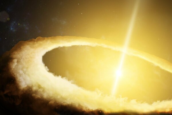 Obiekt astronomiczny Kwazar z jasnożółtym światłem