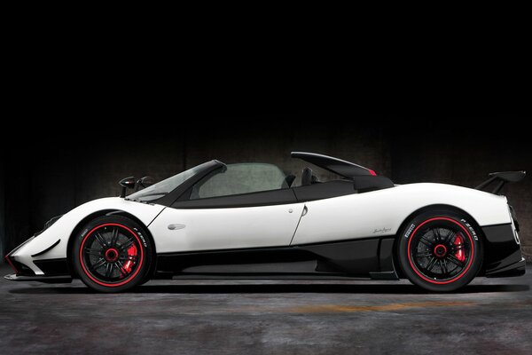 Car white pagani side view