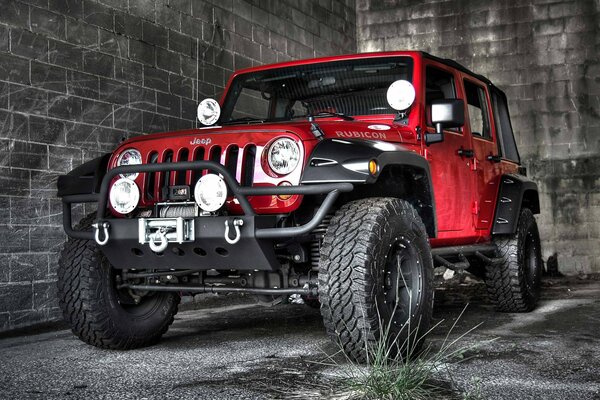 Wallpaper with a red jeep wrangler SUV