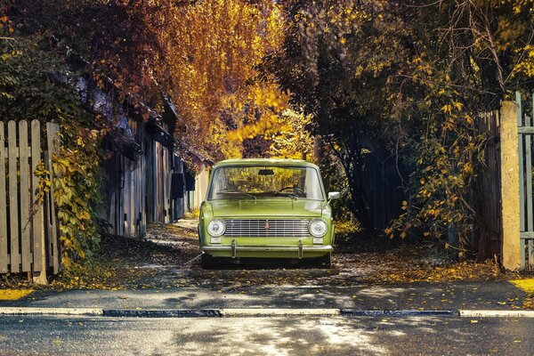 Vieille voiture Lada dans le style rétro