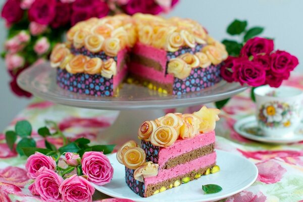 Birthday cake with roses