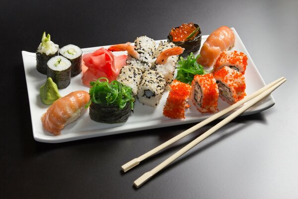 A variety of Japanese cuisine and its presentation