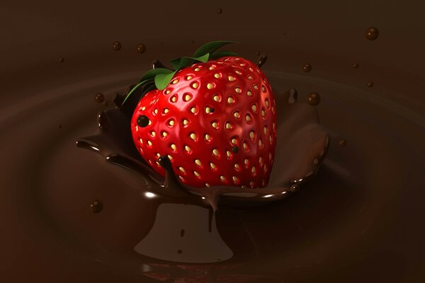 Fragole ricoperte di cioccolato spruzza in tutte le direzioni