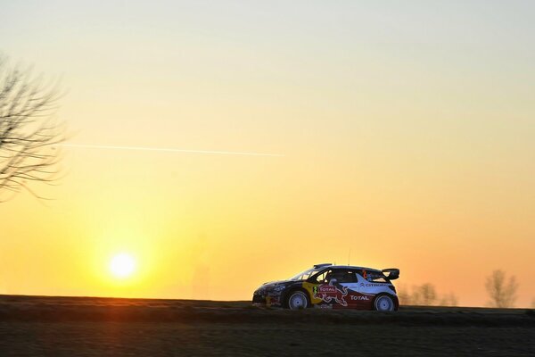 Citroen ds3 on the background of a sunset