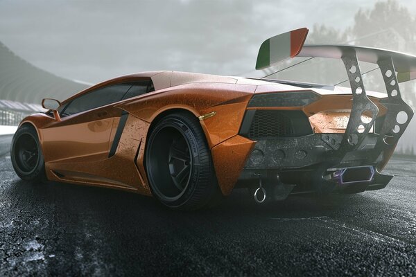 Lamborgini aventador avec spoiler supercar