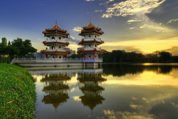 Motifs chinois dans l architecture au bord de l eau