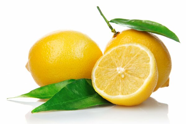 Lemon cut on a white background